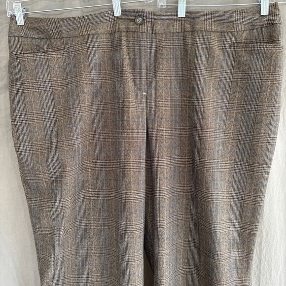 NWT Lane Bryant Classic Trousers Brown Plaid Tailored Stretch 90s Plus Size 28 - Picture 2 of 13